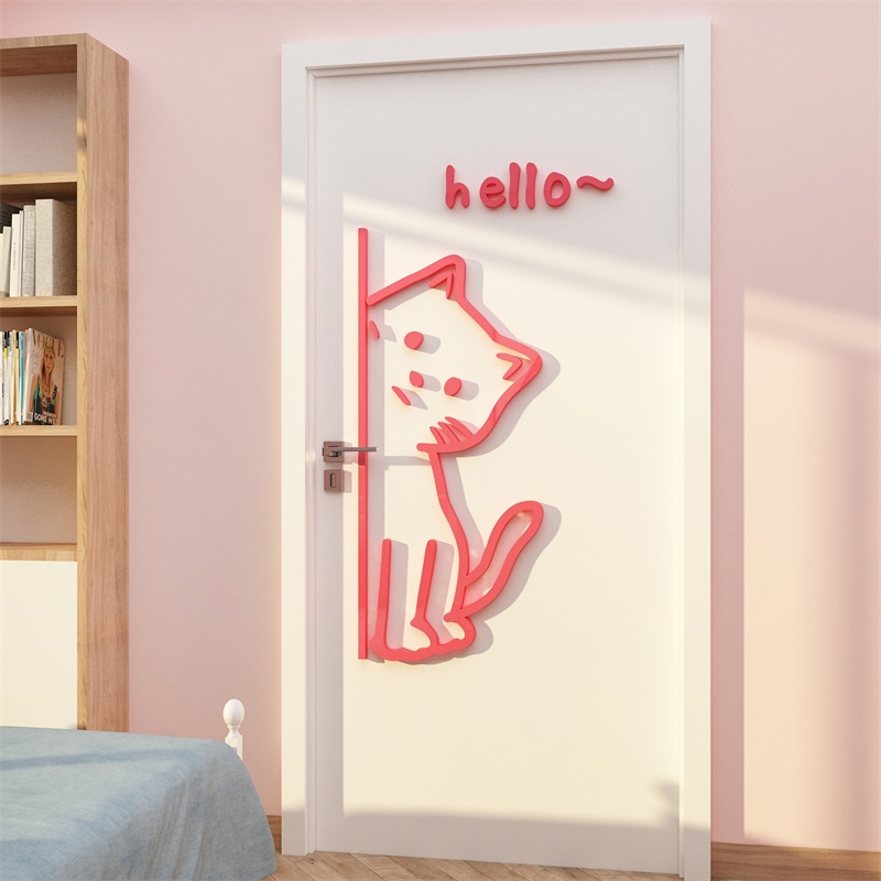 网红打卡拍照布置猫咖背景创意玻璃甜品咖啡厅墙贴