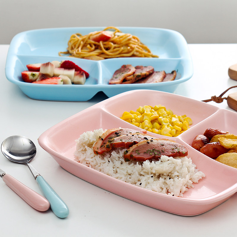 创意陶瓷分格餐盘简约分餐制餐具家用组合套装分食餐盘早餐分隔盘