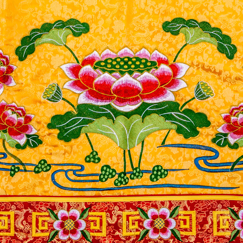 厂家定制提花布佛光普照桌围莲花台围供桌布桌裙佛堂装饰佛教绣品