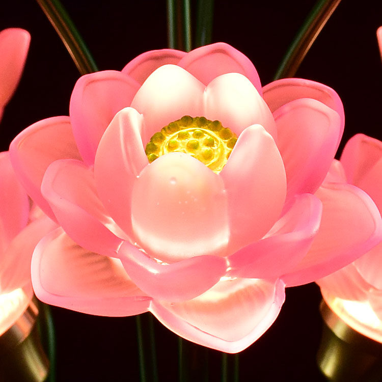 供佛莲花花灯led七彩琉璃观音插电供灯长明灯佛堂荷花灯