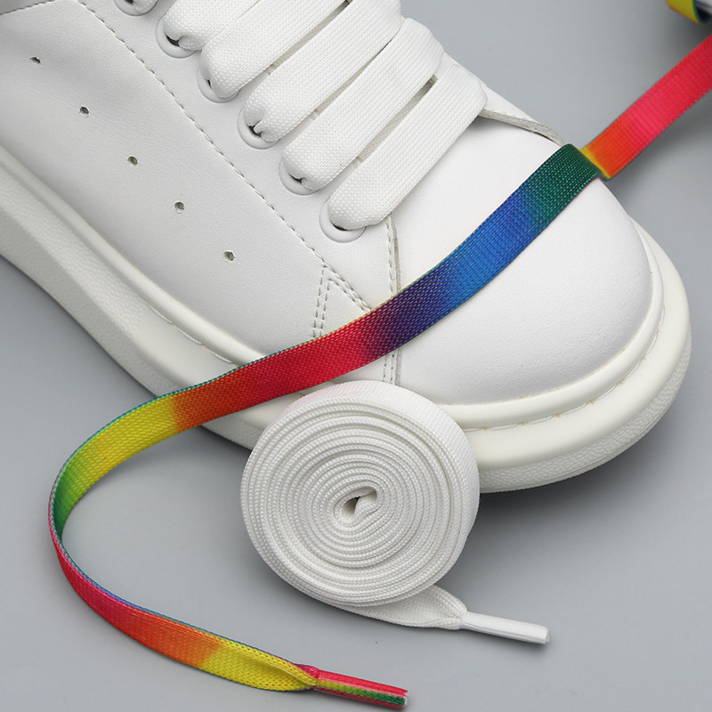 鞋带麦昆原装小白鞋正版加宽扁平百搭纯白mcqueen鞋带