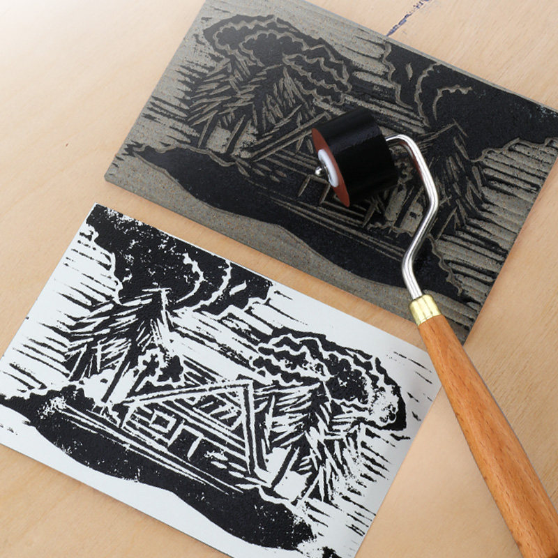 版画滚筒中盛材料30mm美术工具画材刷子油墨油画颜料