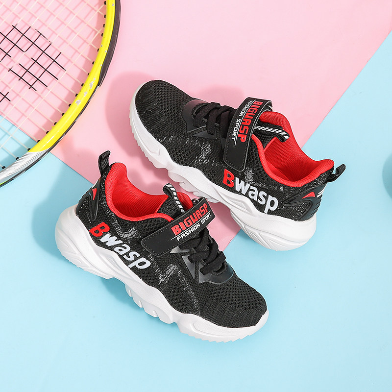 大黄蜂男童鞋小学生跑步网鞋春秋季双网透气休闲鞋中童儿童运动鞋