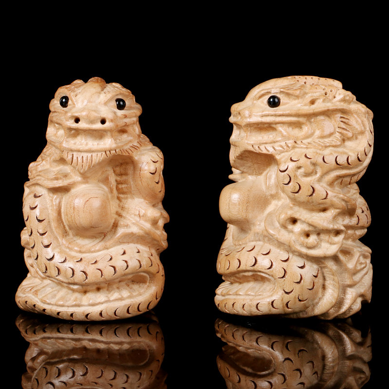 2020属龙吉祥物福禄佑龙桃木雕刻摆件八部俊龙镇财应龙风水摆设