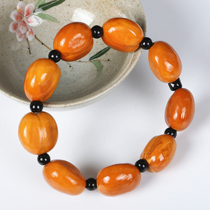 蜜蜡果菩提子手串文玩手持佛珠琥珀色菩提手链男女精工千目抛光