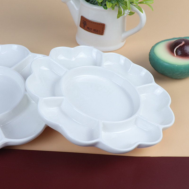 白陶瓷调色盘梅花陶瓷骨瓷辰艺初学者颜料水粉色彩调色盘