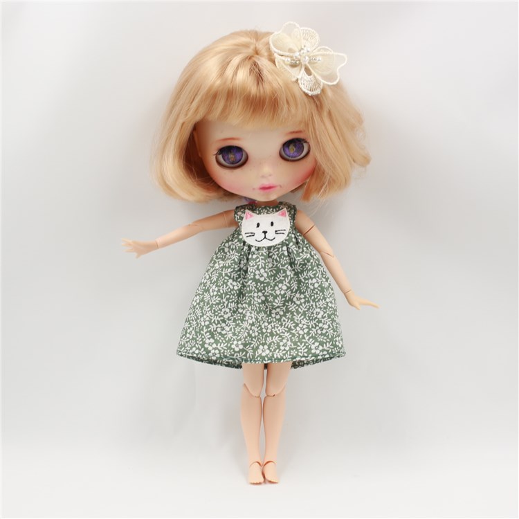 icy丽佳四色两款小布头饰带头短裙夏天连衣裙娃娃