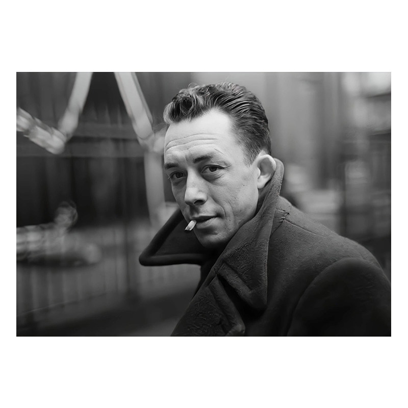 阿尔贝加缪照片哲学家人物海报文艺客厅画画卧室现代装饰画