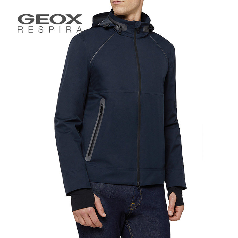 geox健乐士男装2020春夏新款连帽薄款xled休闲夹克