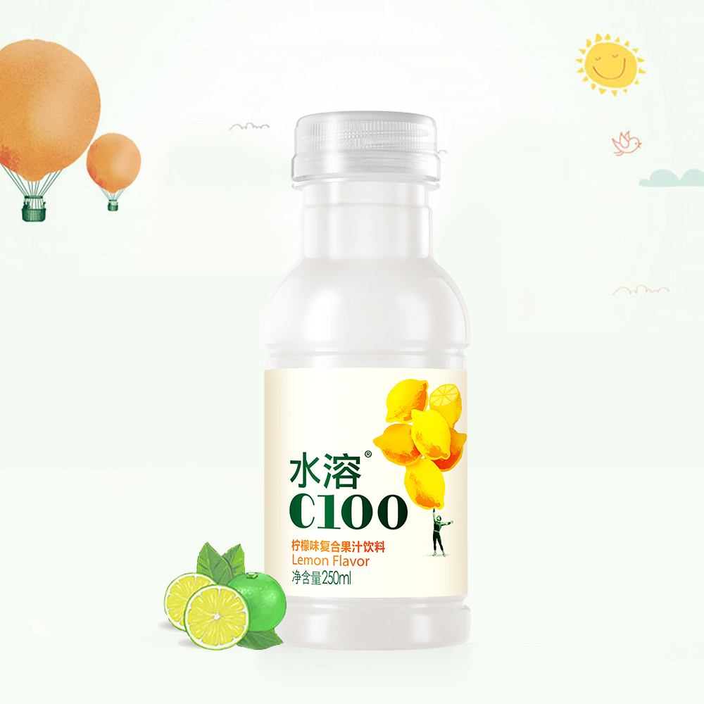 农夫山泉山泉水水溶c100柠檬复合果汁饮料250ml12瓶