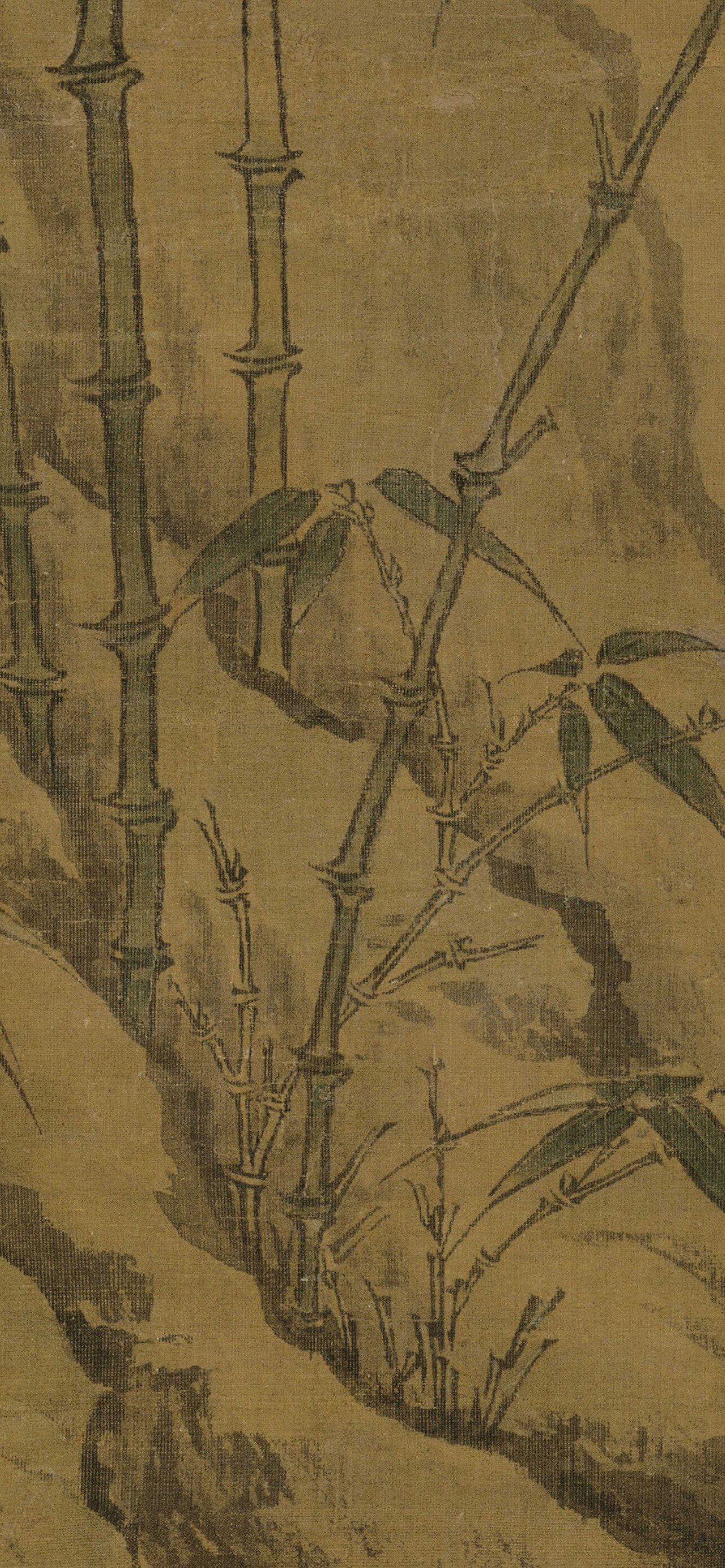 李衎沐雨图轴元代竹子国画绢本设色双钩墨竹国画