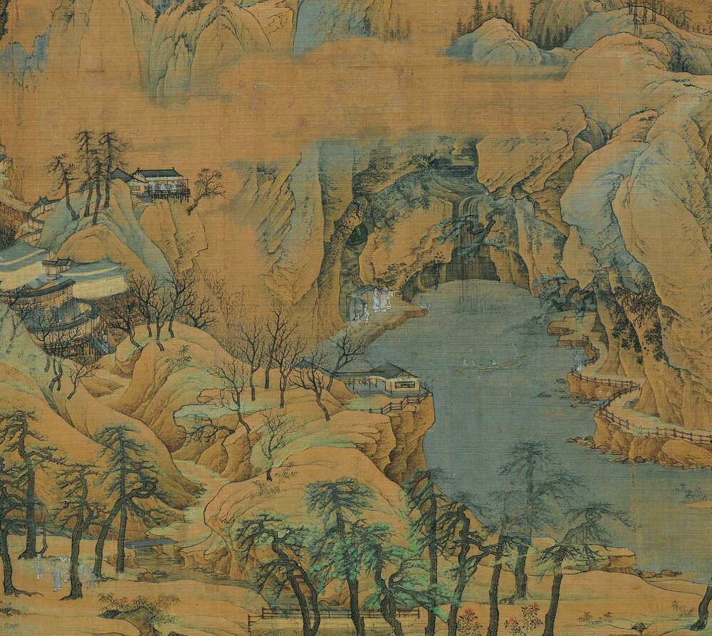 南宋赵伯驹江山秋色名家真迹青绿山水国画长卷国画