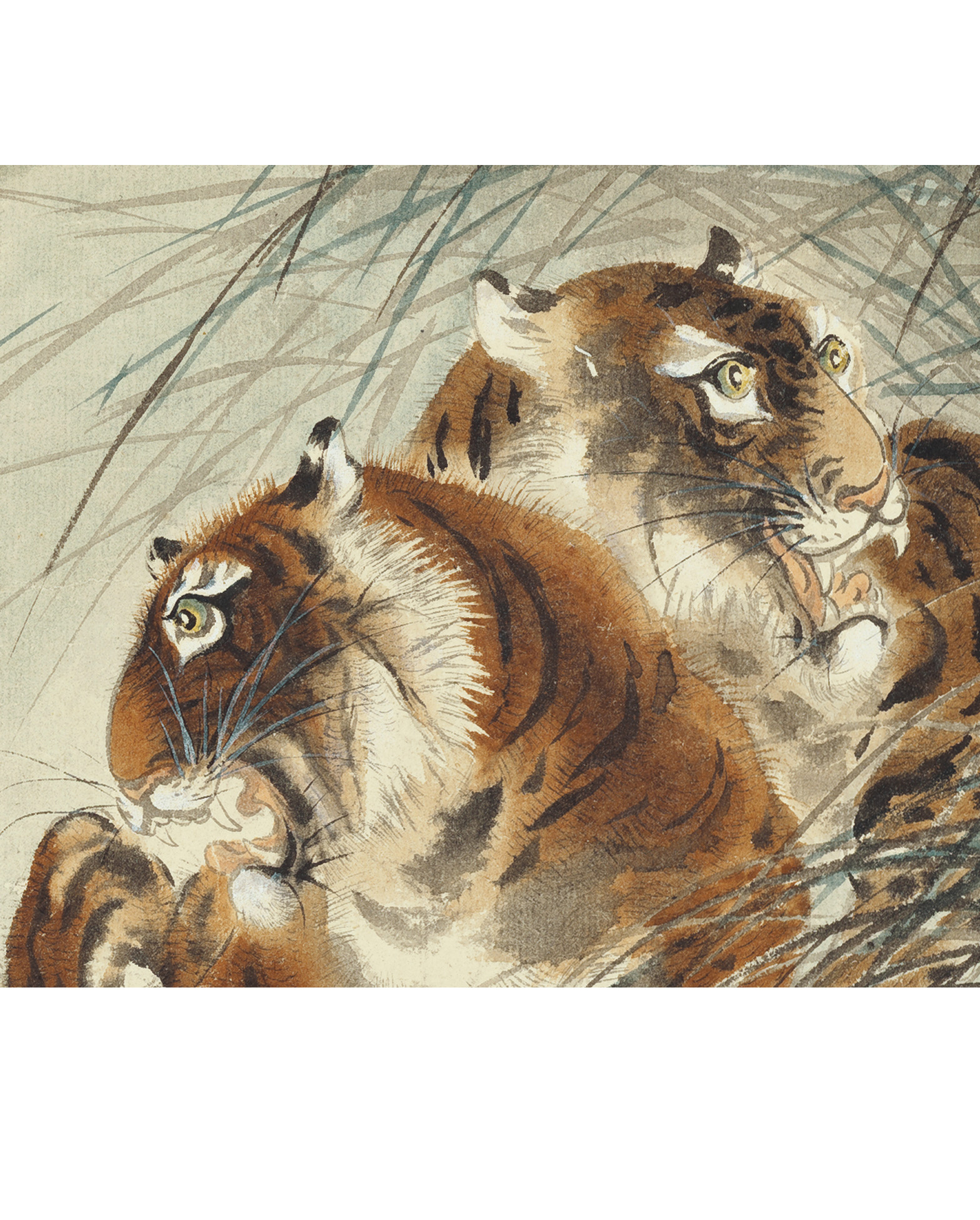 张大千群虎虎啸谷图真迹国画老虎艺术微喷名画国画