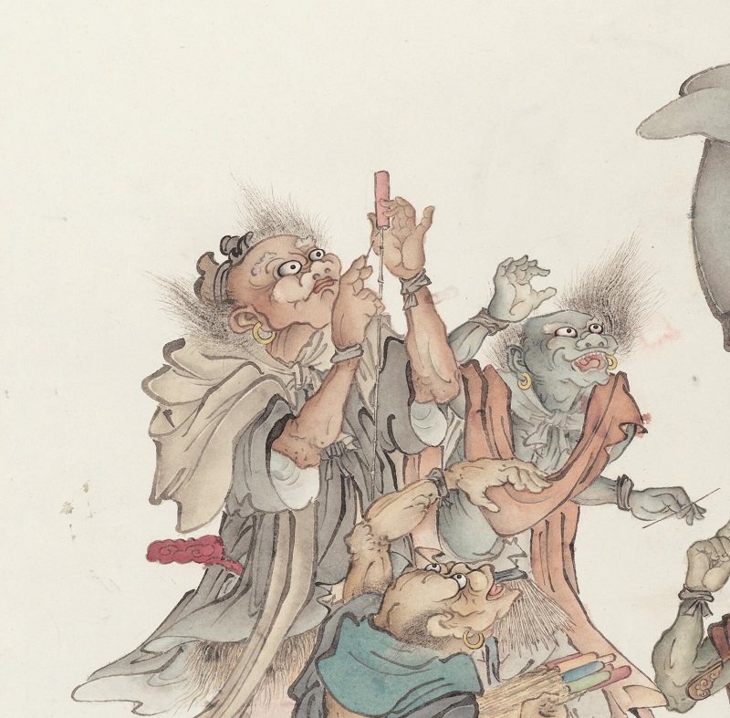 夏荆山钟馗图福天降道教工笔人物装饰国画微喷国画