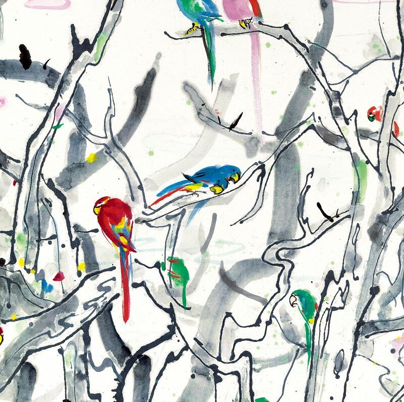 吴冠中鹦鹉天堂名家真迹国画画艺术微喷古代名画国画