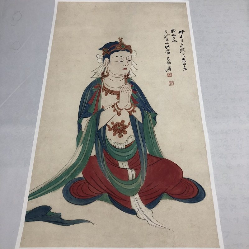 张大千座像观音人物真迹国画画艺术微喷名画复制品国画