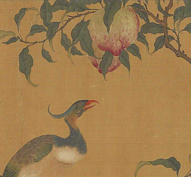 南宋李迪蟠桃青鸟古代名家工笔花鸟国画真迹国画