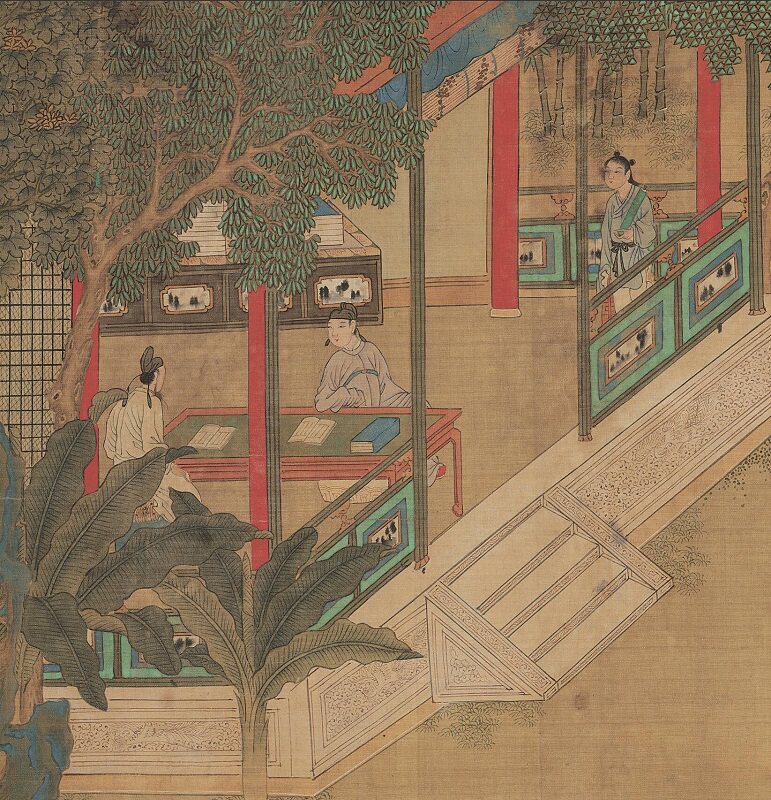 刘松年十八学士重彩工笔人物国画长卷学习画稿国画