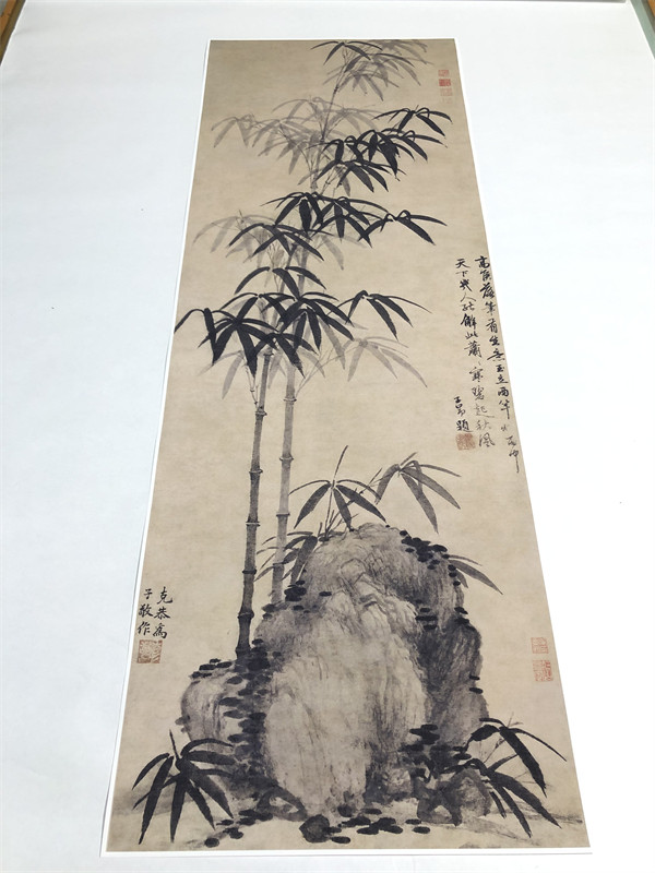 高克恭墨竹坡石国画写意竹石仿古古画真迹复制国画