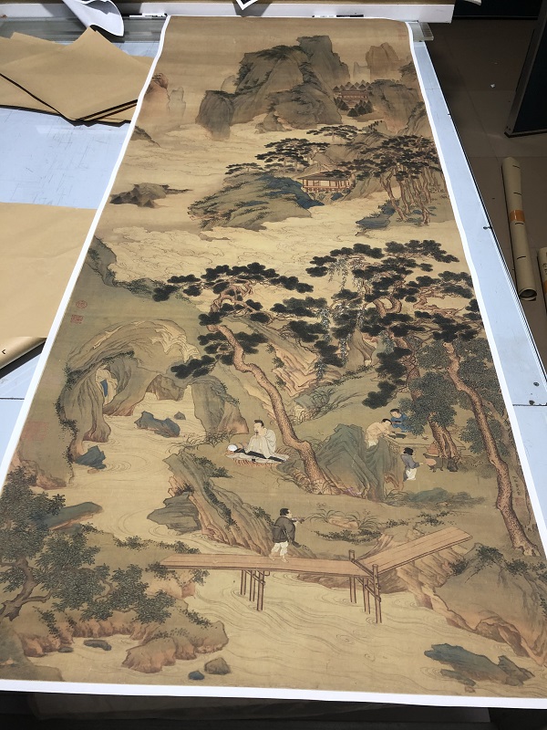 1:1明仇英玉洞仙源图山水画长卷国画微喷古代名画复制品装饰画