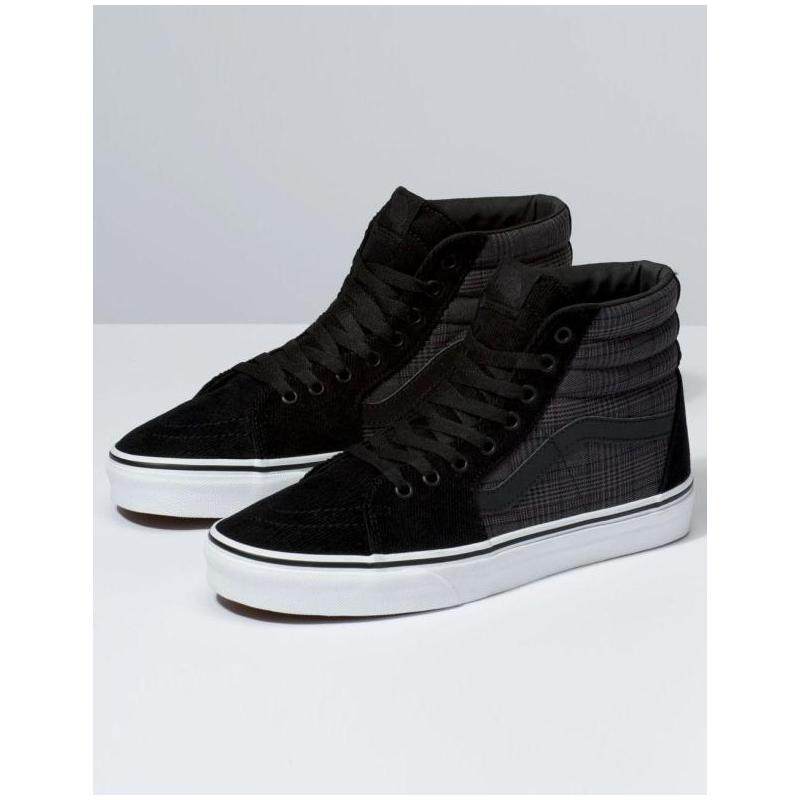 vans范斯女帆布布鞋高帮系带板鞋深色百搭运动鞋帆布鞋