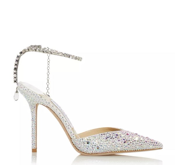 jimmychoo周仰杰女婚高跟闪钻avril100尖头水晶鞋正品时装凉鞋