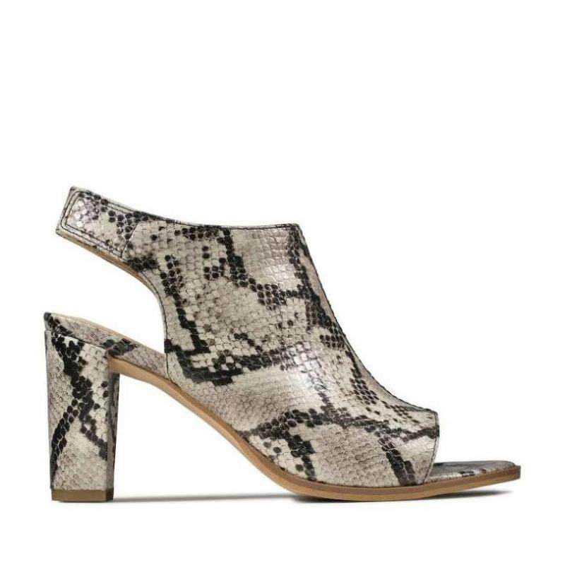 clarks其乐凉鞋高跟鞋夏季透气蛇纹露趾舒适百搭时装凉鞋