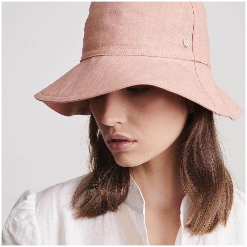 helenkaminski女士盆帽平顶大檐经典棉质简约摆拍帽子