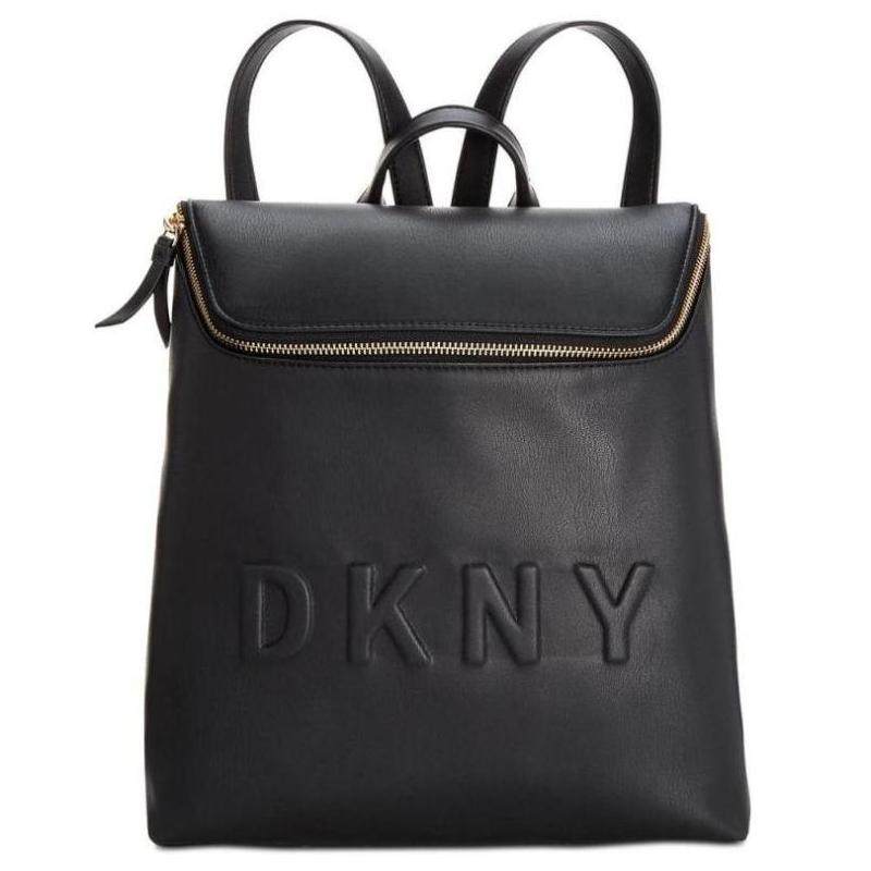 dkny黑色正品小号pu时尚拉链logo背包双肩双肩背包