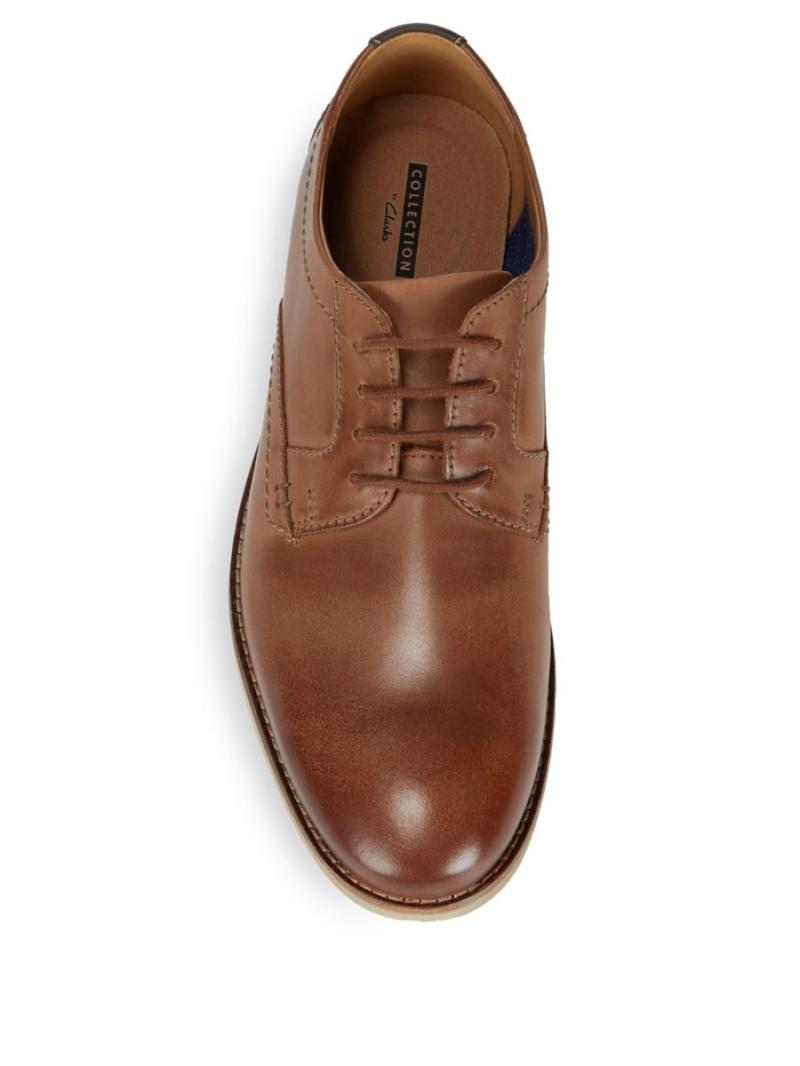 clarks男鞋低帮鞋圆头系带平底舒适透气休闲皮鞋正品l4368t