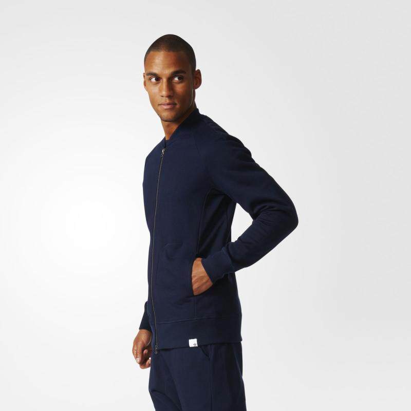 adidas阿迪达斯夹克男棒球衫净版纯色蓝色外套美国直邮bq3112