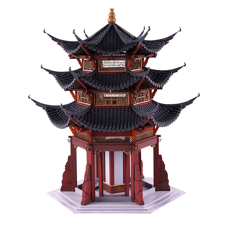 双凤亭仿古中式八角塔亭子diy手工建筑模型佛塔木质模型制作工具