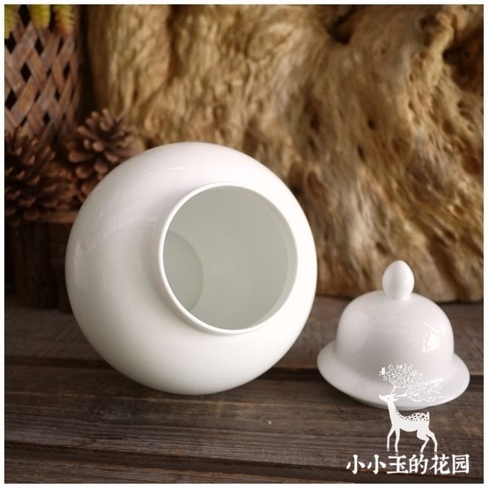 伊丽莎白系列纯净白色陶瓷罐子打灯透光出口英国储物罐