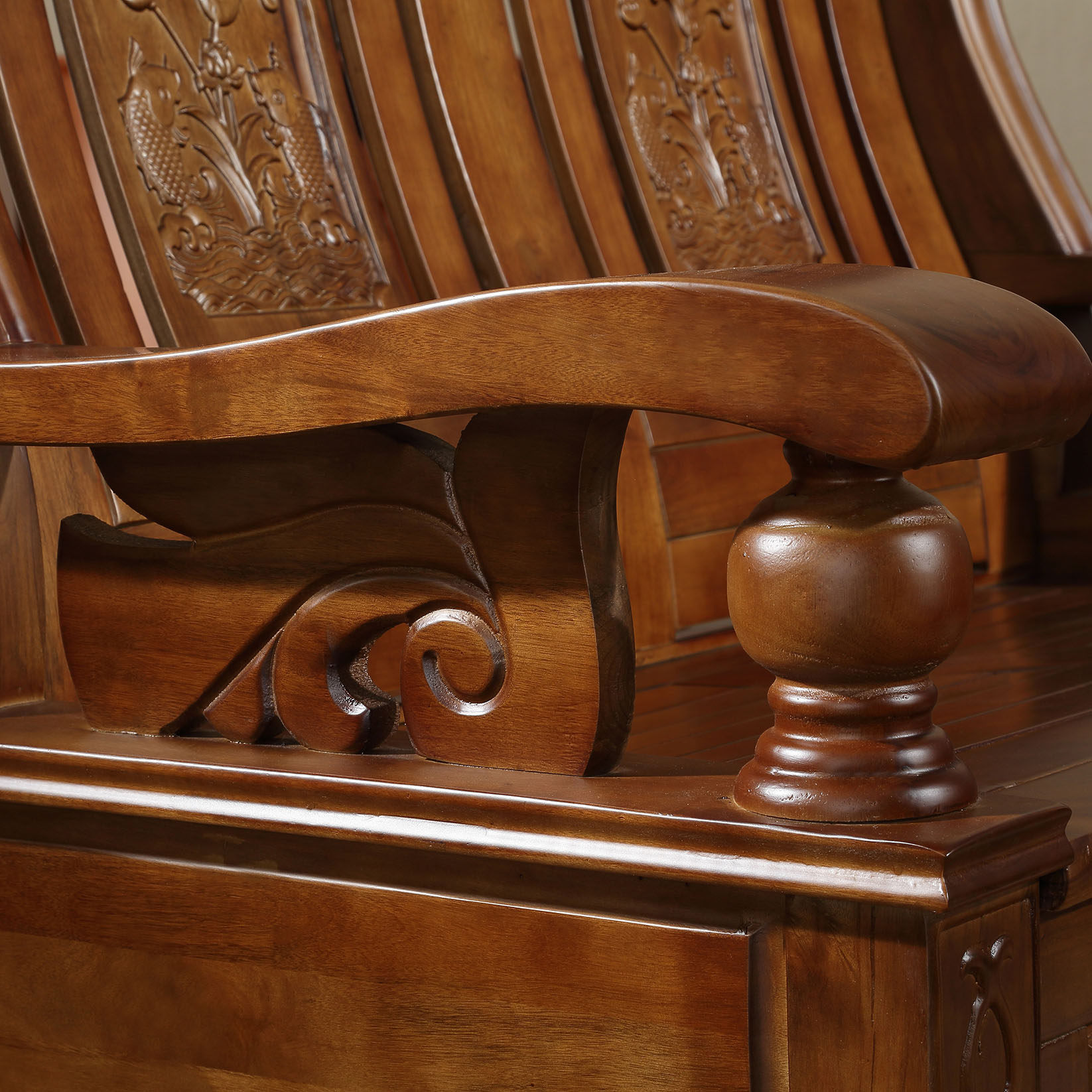 包邮香樟木全实木沙发现代中式客厅自由组合三人实木沙发办公家具