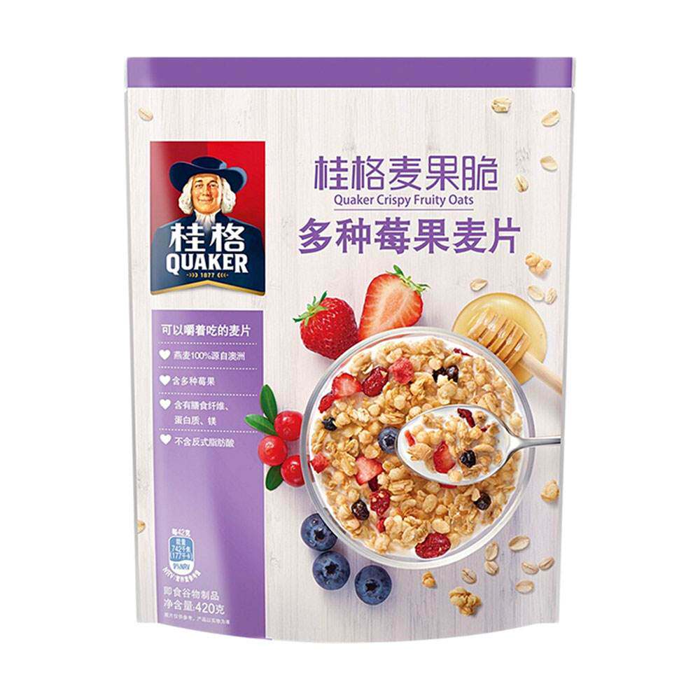 桂格麦片 桂格麦果脆 热带水果多种莓果燕麦片冲饮早餐420g