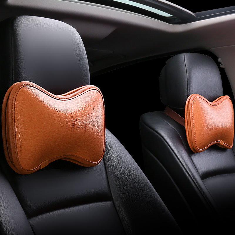 真皮汽车头枕腰枕四季通用牛皮车用护颈枕靠枕护腰垫靠背腰枕