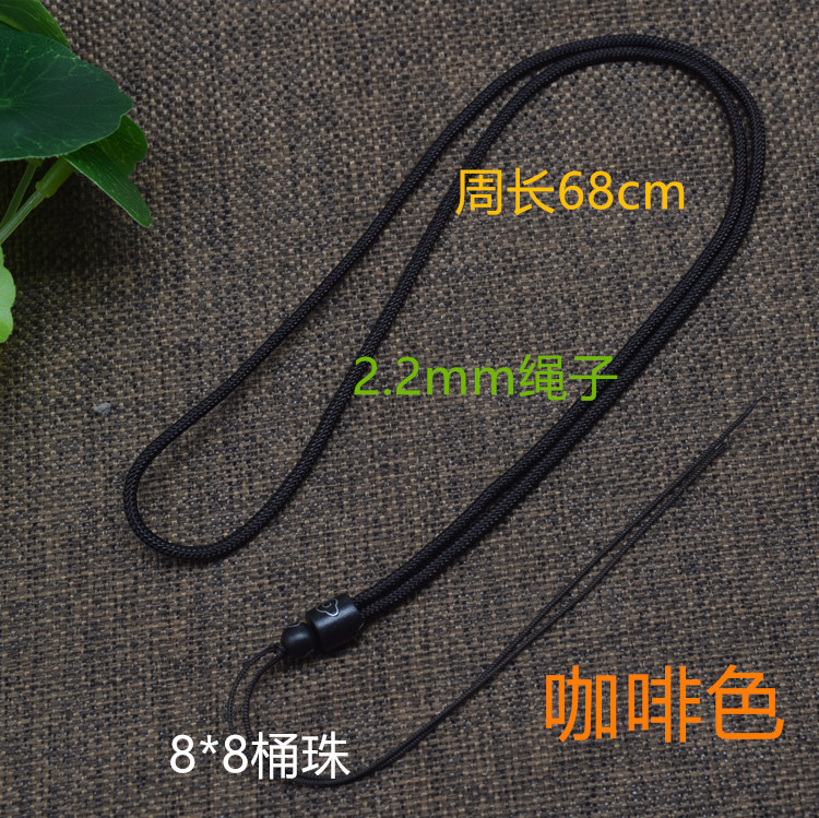 木雕男款DIY手工编织翡翠玉器挂绳檀木镶嵌银丝无事牌玛瑙项链绳 - 图0
