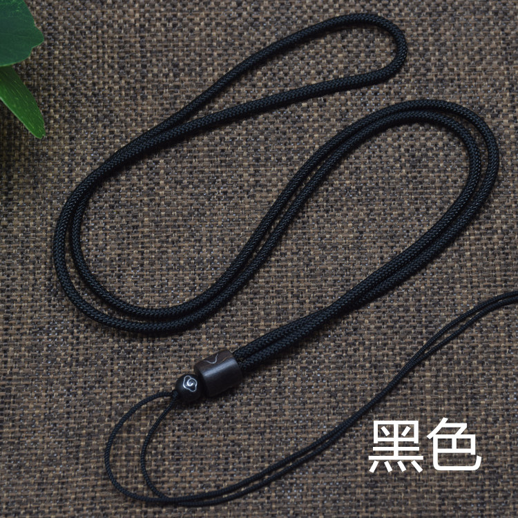 木雕男款DIY手工编织翡翠玉器挂绳檀木镶嵌银丝无事牌玛瑙项链绳 - 图1