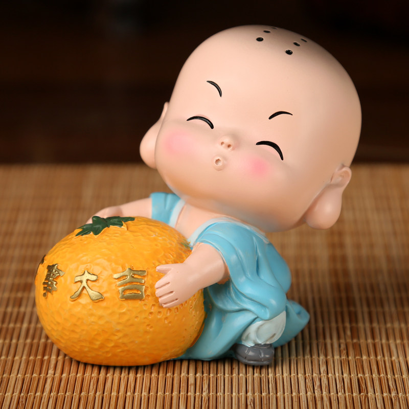 吉善堂 可爱小和尚摆件 车载创意汽车装饰摆设办公桌面饰品0036