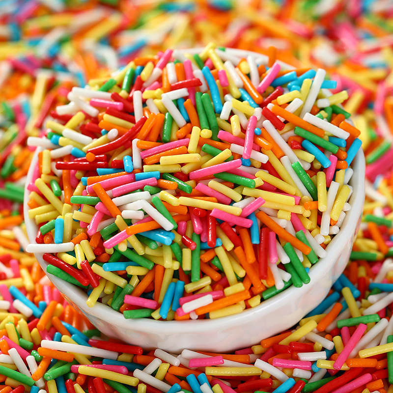 七彩糖蛋糕装饰可食用甜品西点烘焙糖针金珠银珠糖果