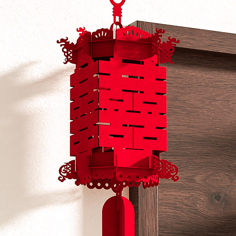 装饰小红喜字灯笼挂饰拉花结婚婚礼走廊婚房灯笼