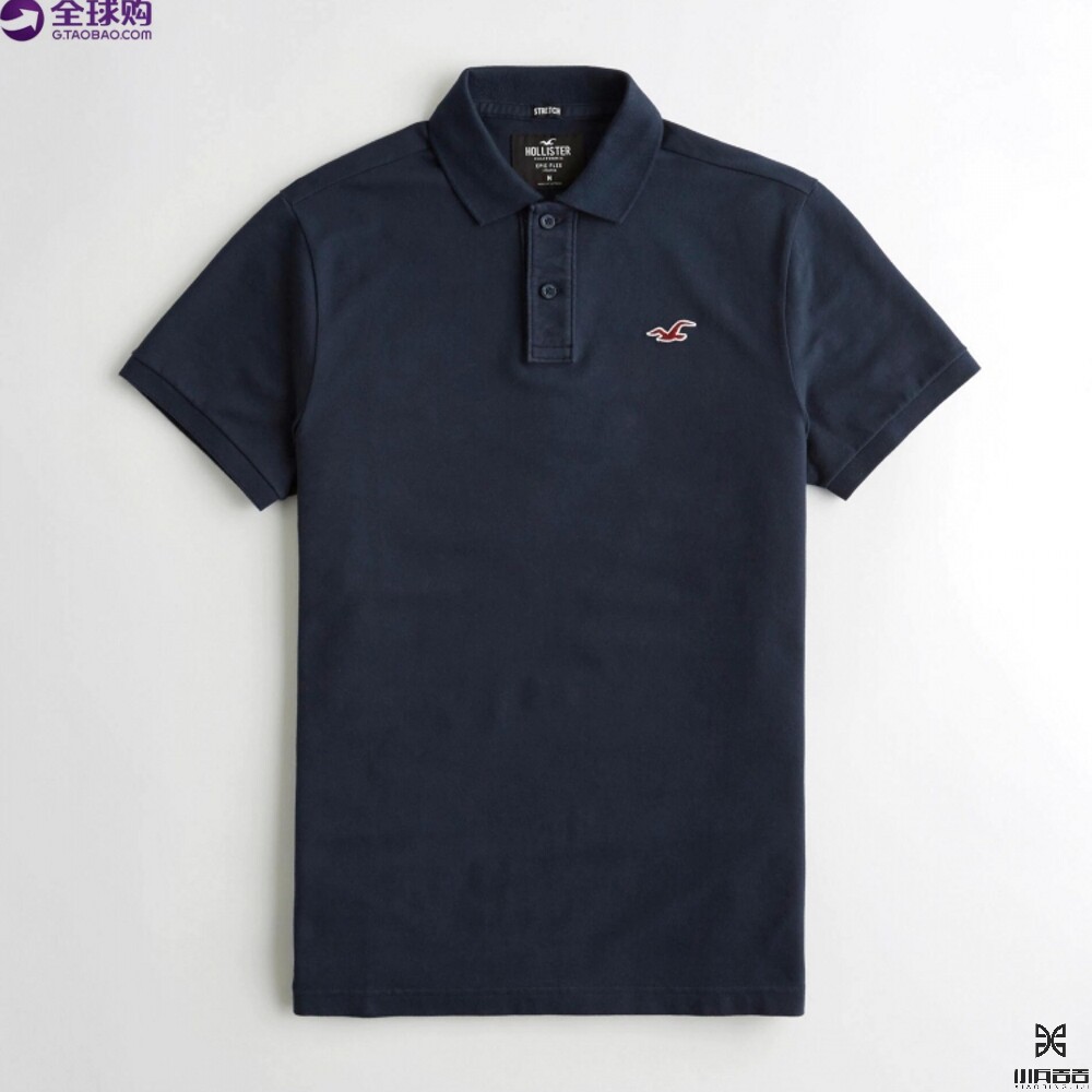 美国代购hollister海鸥男士纯色经典款时尚青春小标polo衫