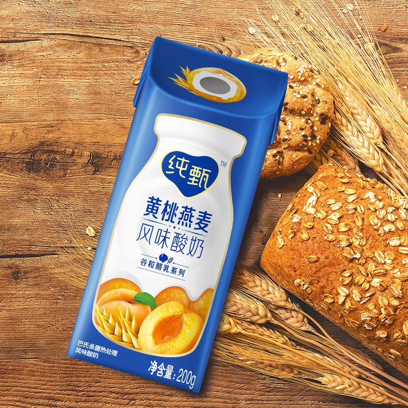 蒙牛旗舰店纯甄风味酸奶200g10盒黄桃燕麦新老酸奶