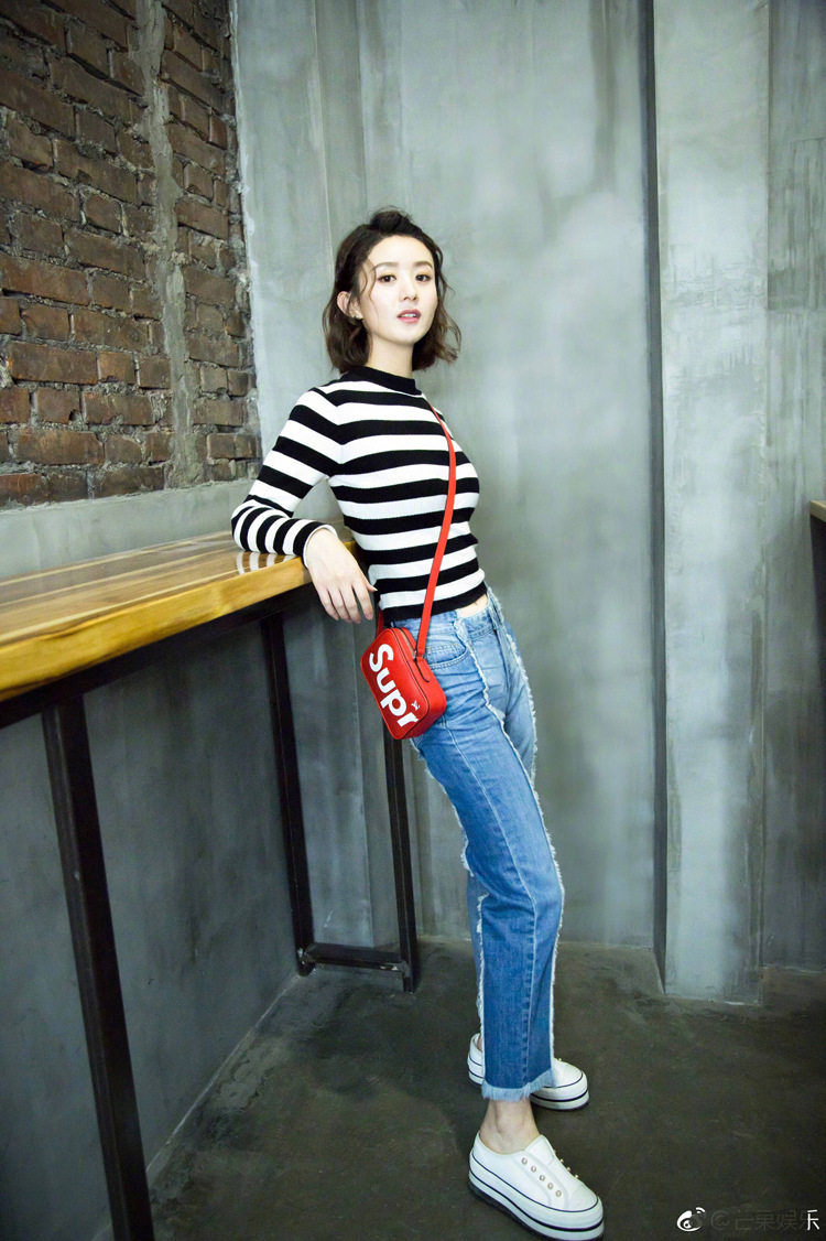 2021秋装赵丽颖同款套装条纹打底单穿毛衣短款毛衣