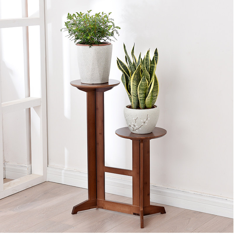 创意花架子置物架落地式花盆架客厅花几欧式花台室内竹木质盆栽架