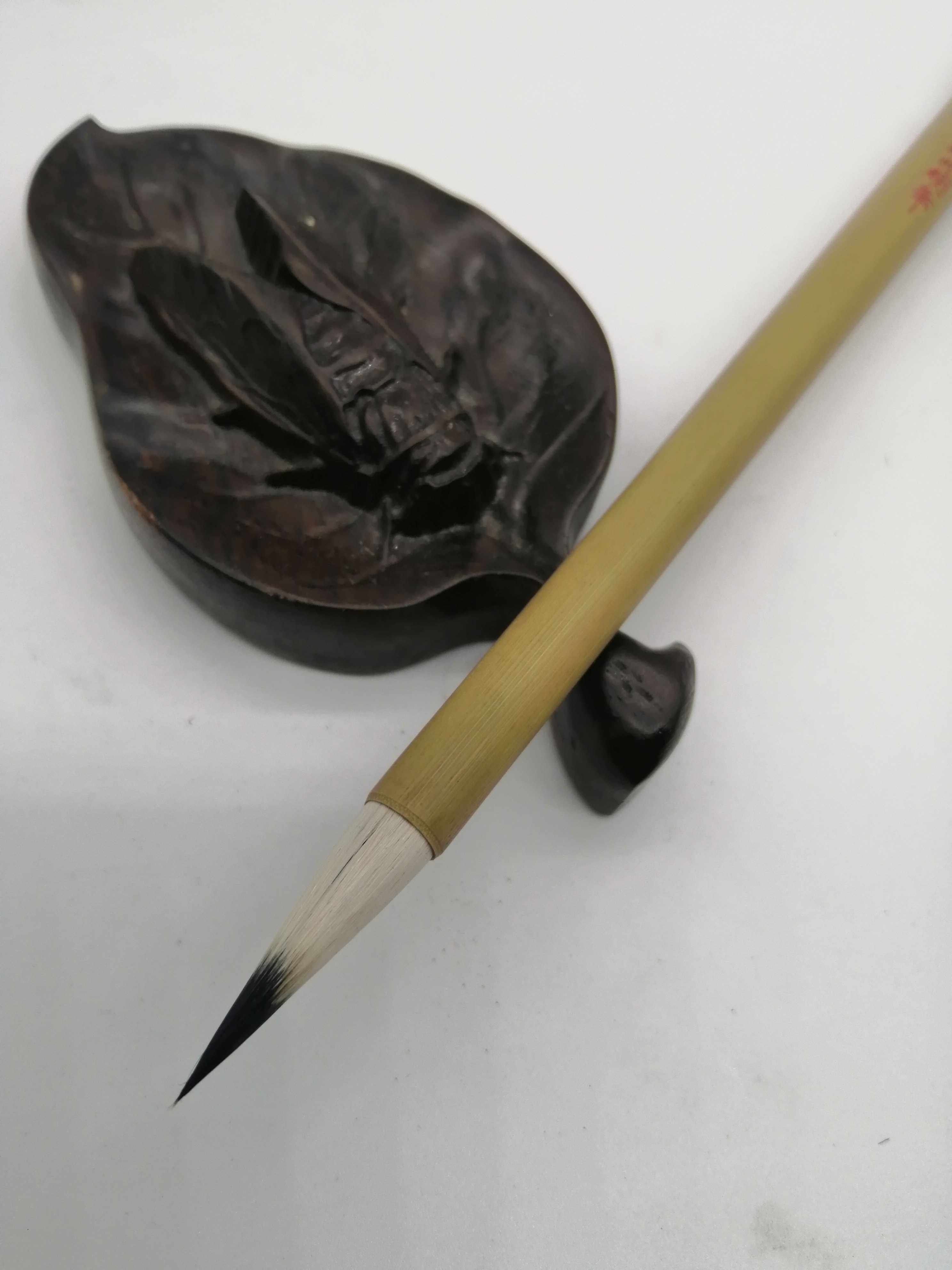 苍梧湖笔小楷纯紫梅花苏州四宝羊毫三羊七紫毛笔