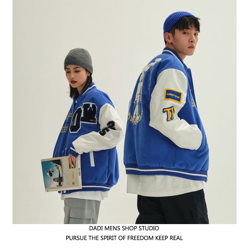 DADI秋冬新款美式棒球棉服男士宽松休闲面包服潮牌帅气情侣外套