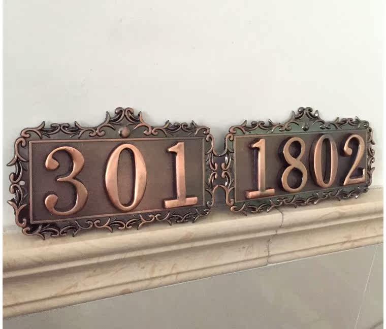 2018高档酒店金属门牌古铜色家用牌数字门牌号小区号码防盗门房号