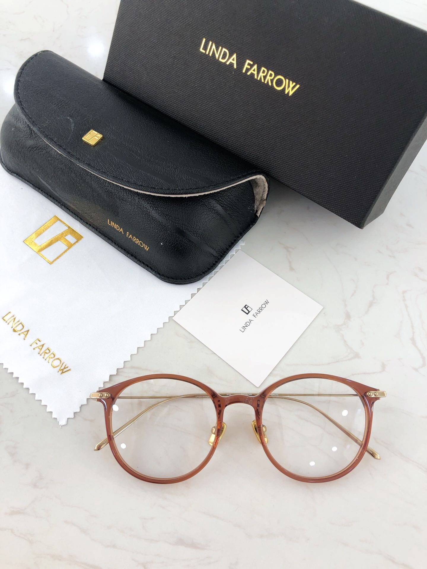 琳达法罗lindafarrow新款lfl5701男女复古圆形板材眼镜架