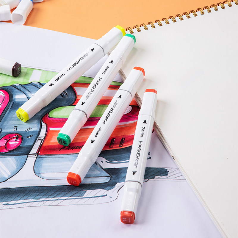 马克得力笔单支学生彩色笔酒精画笔景观动漫专用马克笔